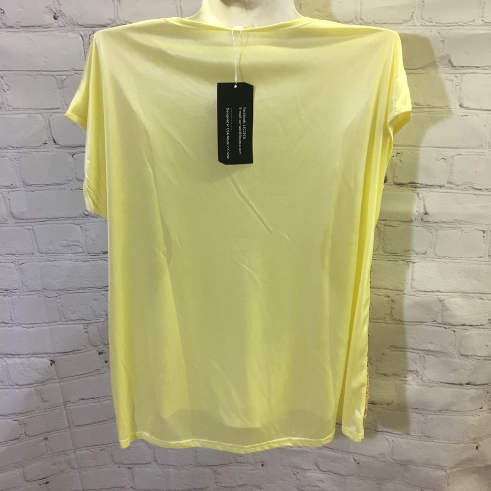 3/$25 Lecceca Gold Front Sequin Top T-Shirt Style - Picture 5 of 8